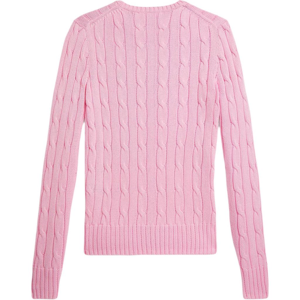 Polo Ralph Lauren Solid Color Cable Knit Cotton Crew Neck Long Sleeve Sweater Slim Fit Women Sweater Caramel-Pink 211971869-010