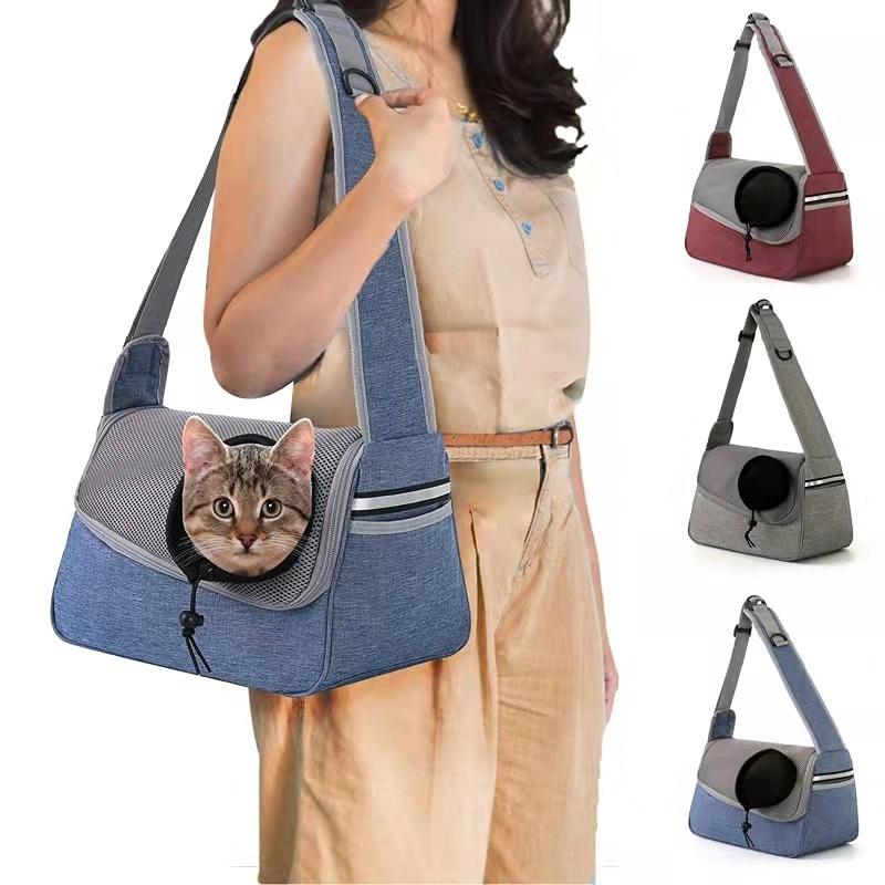 New Cation Dog Cat One Shoulder Crossbody Pet Bag Breathable Mesh Oxford Outdoor Travel Portable Cat Bag In Stock Shoulder Bag