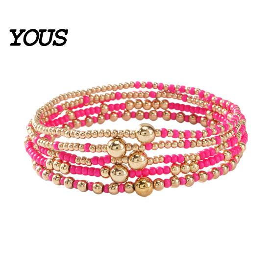 Multi-colored Beaded Bangles 5Pcs Bracelet Stack for Women Teenage Girls, Tiny Colorful Bead Jewelry Beads Bracelets, Elastic Stretch Boho Accessories