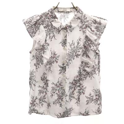 SNIDEL Floral Stripes No Sleeve Shirt F White Women Used