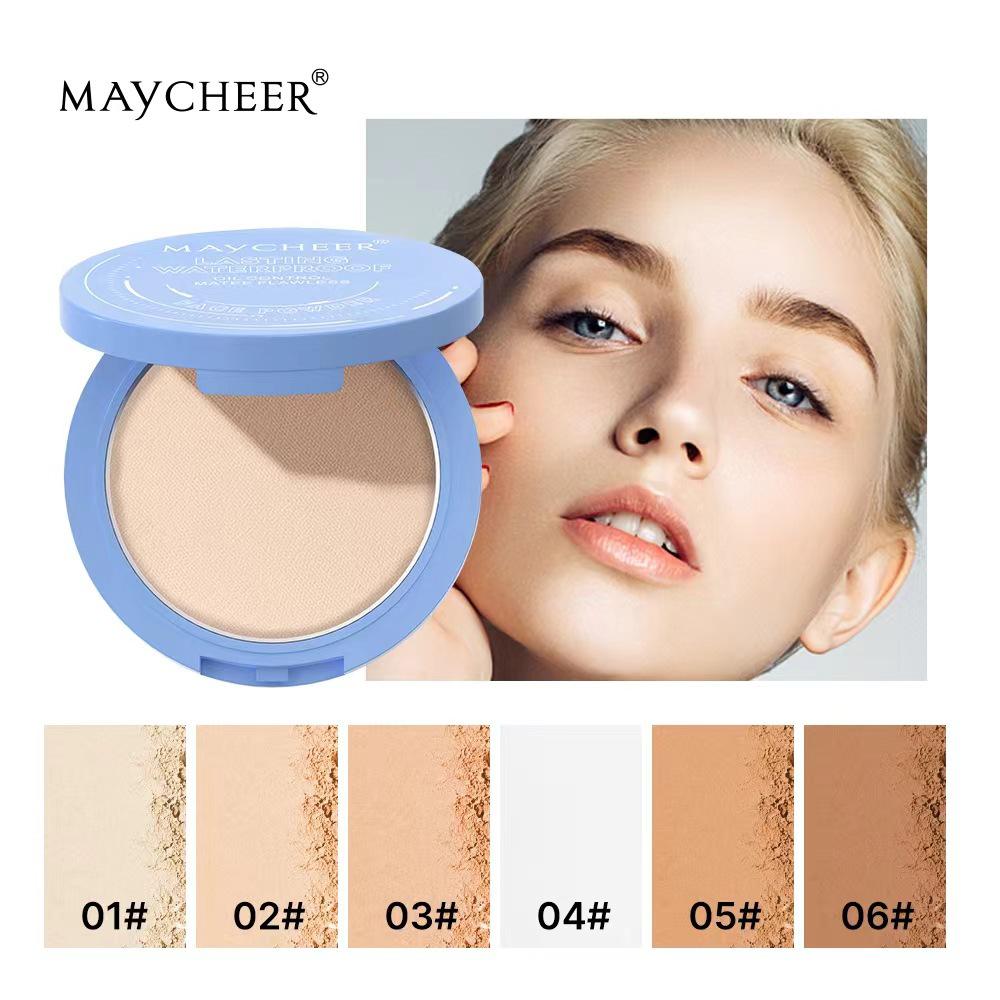 Poudre fixatrice mate MAYCHEER: Contrôle de l'huile, Résistant à la transpiration, Imperméable, Éclaircissant longue durée pour la correction du teint.