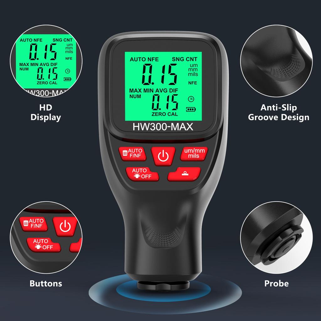 Coating Thickness Gauge Car Paint Thickness Gauge Measuring Metal Plating and Coating Thickness with Unit Conversion
