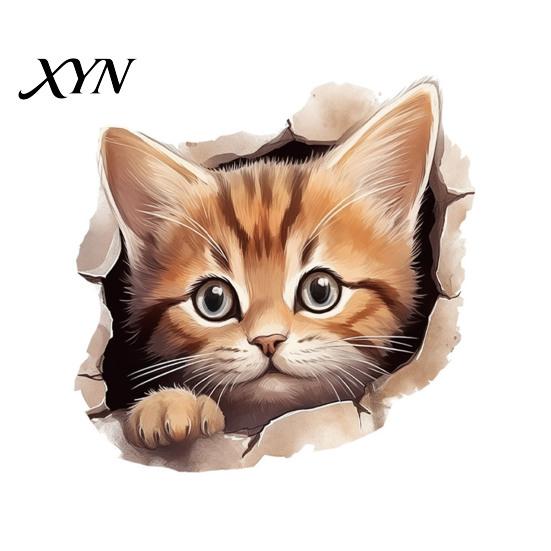 Toilet Lid Decoration Broken Wall Cat Sticker, Peel And Stick Decor PVC Bathroom Decal Decal, Removable Waterproof Sticker for