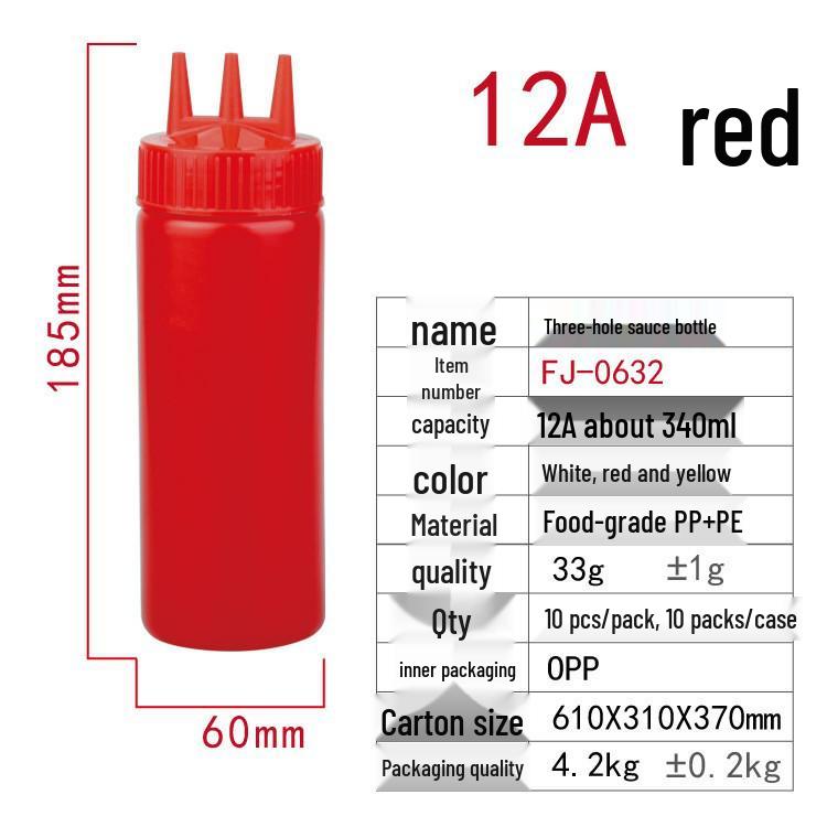 Single-Hole & Three-Hole Squeeze Sauce Bottle: Ideal for Sauces, Jams, and Salad Dressings with a Pointed Spout Design.
