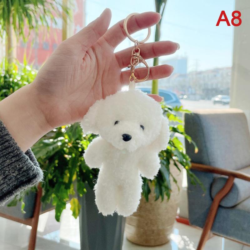 1ks krásný měkký plyšový medvídek klíčenka s roztomilým kresleným přívěskem na klíče