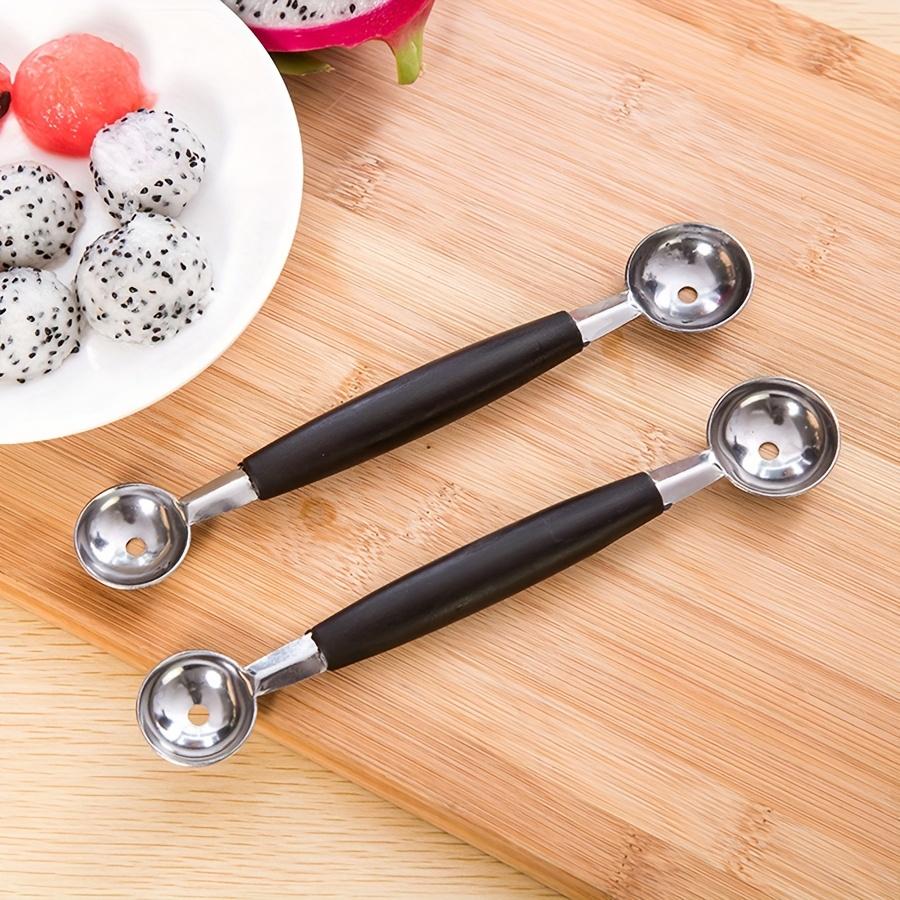 Stainless Steel Fruit Carving and Scooping Tool Reusable Dual-Purpose Fruit Spoon Ice Cream Watermelon Melon Ball Spoon JXB