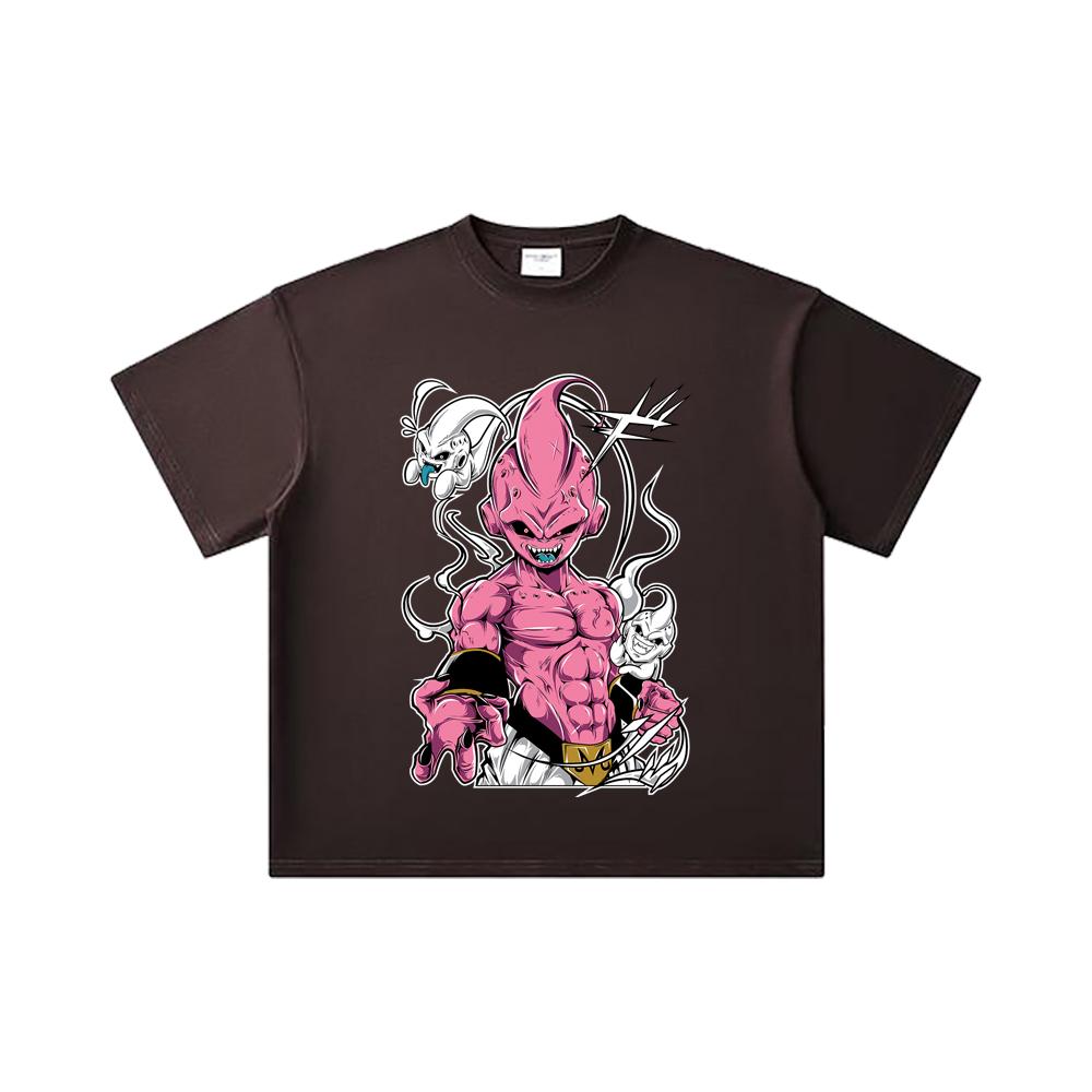 260 GSM Double Yarn 32 Count 100% Cotton Dragon Ball V12 Majin Buu Print Unisex Heavy Cotton T Shirt