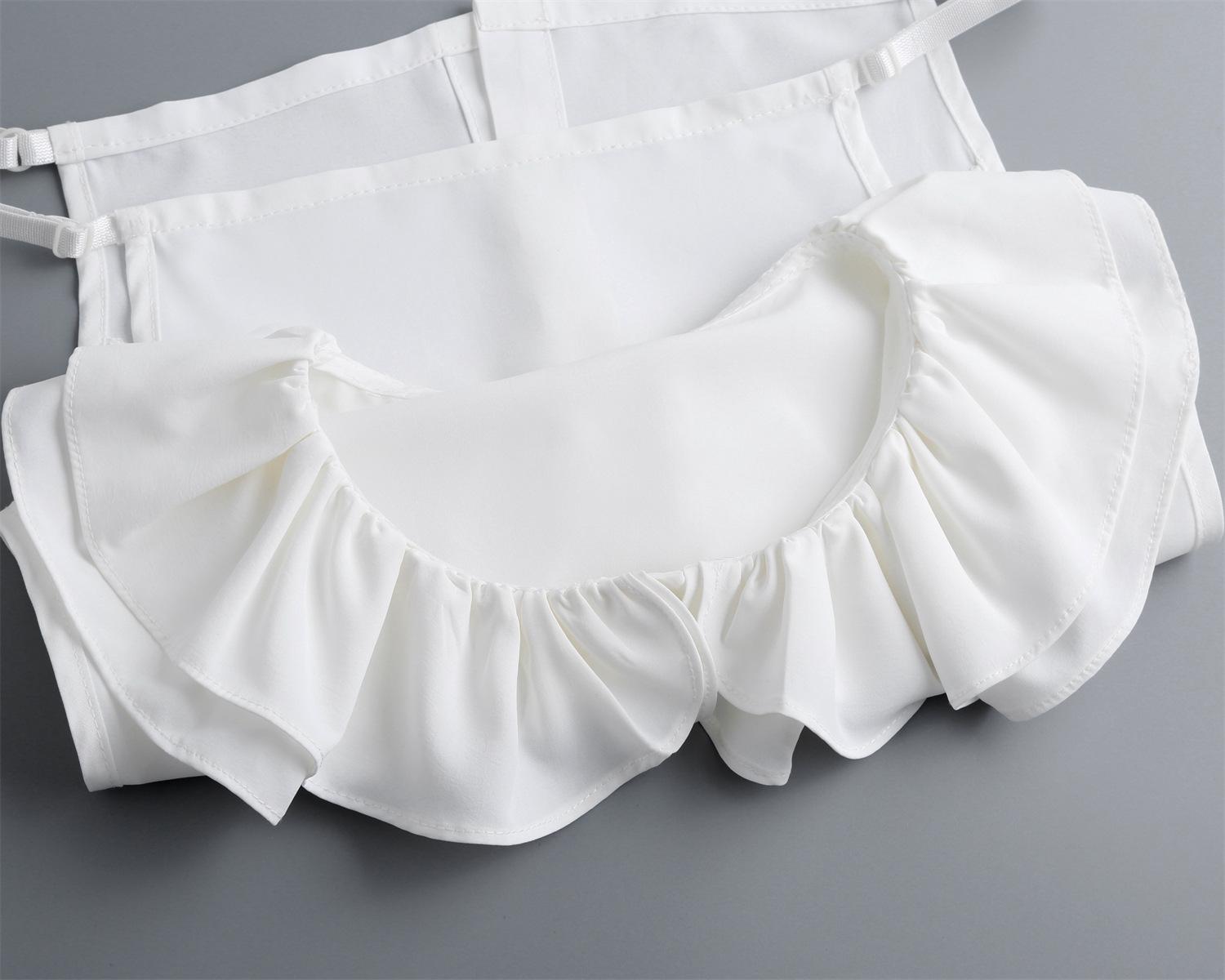 

Красивая девушка ламинированный лепестковый воротник поддельный игривый милый шифоновый воротник рубашка поддельный белый