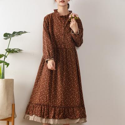 Rochii japoneze pentru femei de primăvară, toamnă, cu mâneci lungi, cusute, lejer, cu volane, lejer, rochie
