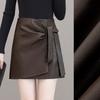 Brand High Waist Short Leather Skirt With Asymmetrical Design For Women