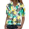 Stile Hawaiano Stampa 3D Monopetto Donna Camicia Hawaiana Moda Collo a Revers T-Shirt Estiva Manica Corta Donna