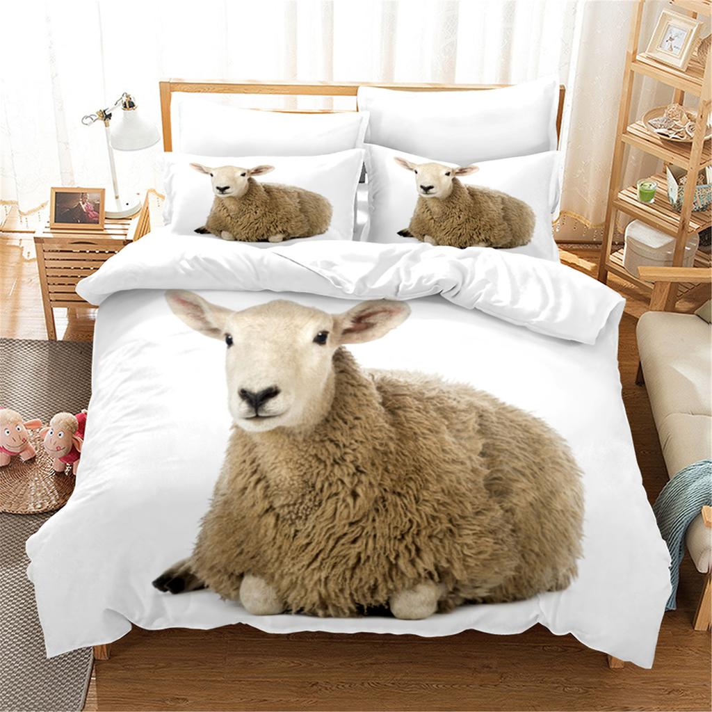 3D Printed Sheep Duvet Cover with Pillow Cover Bedding Set Single Double Twin Full Queen King Size Animal Bed Set Bedroom Decor