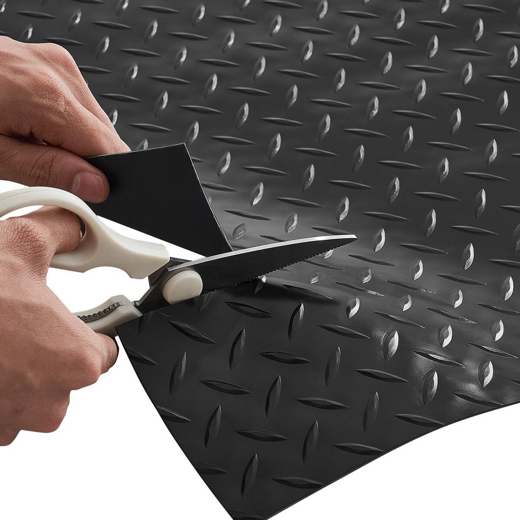 Garage Floor Roll, 1.2 x 3.05 m Garage Flooring Mat, 2.2 mm Thickened PVC Diamond Plate Floor Protector Mat with Double-sided Tape, Non-Slip, Easy to