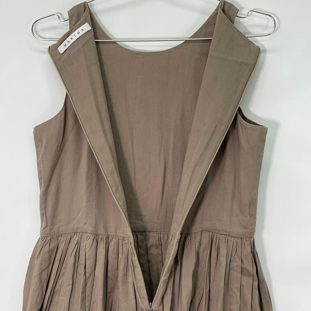 MARIHA Grey Cotton Sleeveless Dress Dress 38 greigeUsed
