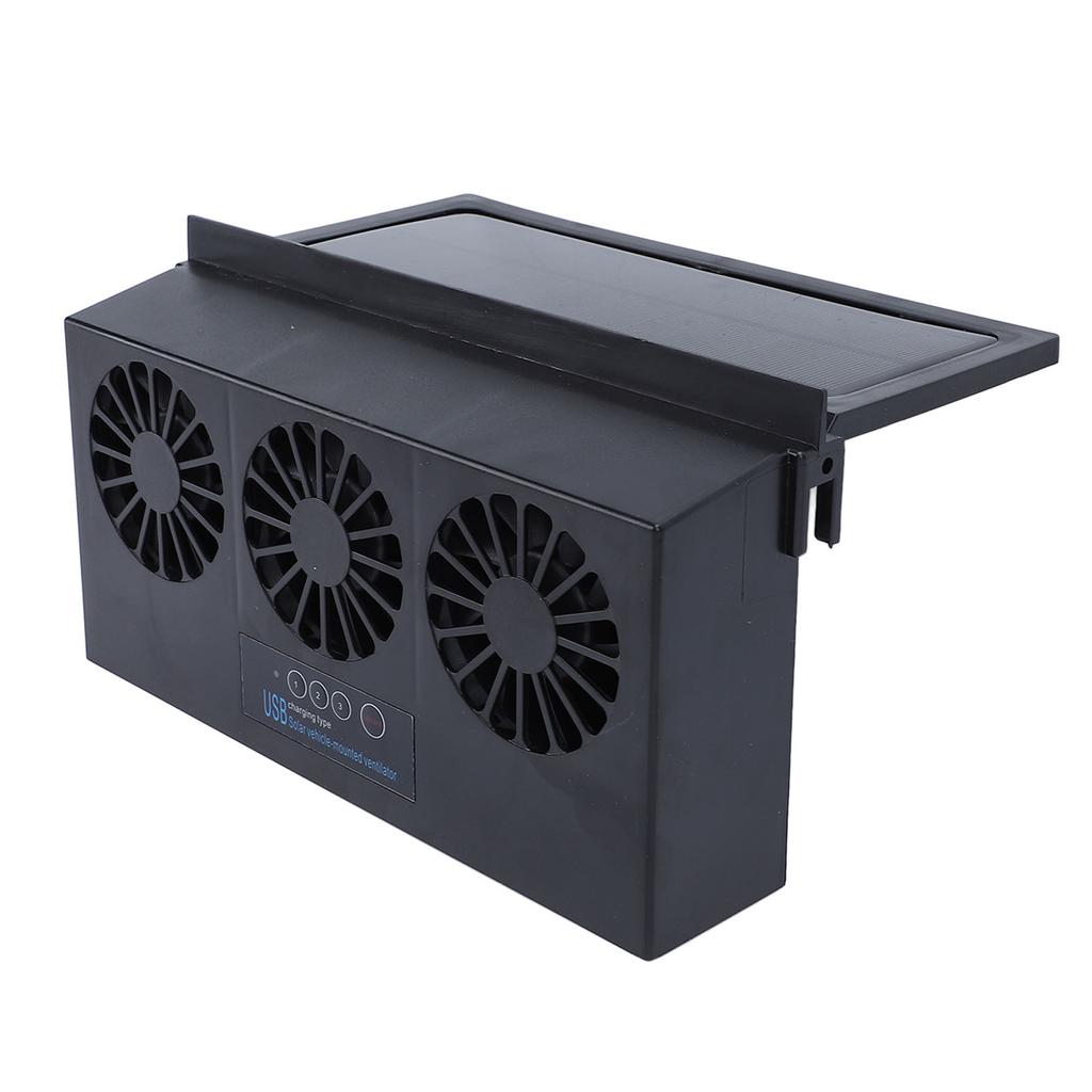 Solar Powered Car Exhaust Fan 3 Heads Odor Removal Multifunctional Air Purifier Cooling Fan for Home Automotive Office