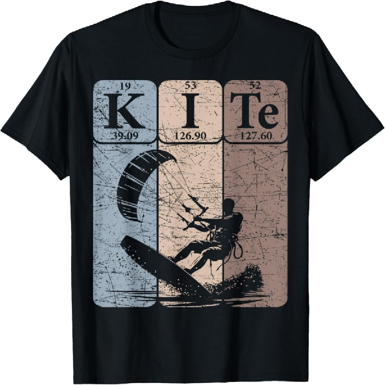 Kitesurfing Periodic Table Elements Kiteboarding Retro T-Shirt(5) S