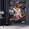 Jody Scheckter F1 Hall of Fame Tapestry, Vintage Formula 1 Racing Driver Poster Wall Hanging, Retro Race Car Wall Art for Fan Room Decor