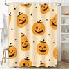 Halloween Decorative Shower Curtain Orange Pumpkin Halloween Shower Curtain Waterproof Washable Fabric Home Decoration Bathroom