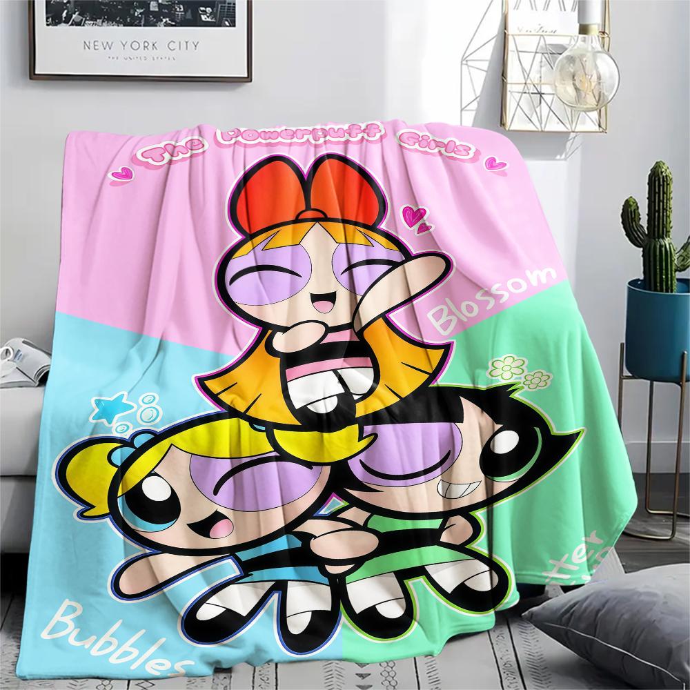 Powerpuff Girls Art pattern Flannel Blanket, High quality Comfortable for All Seasons, Home Decor, Warmth and Comfort, Perfect for Gifts.