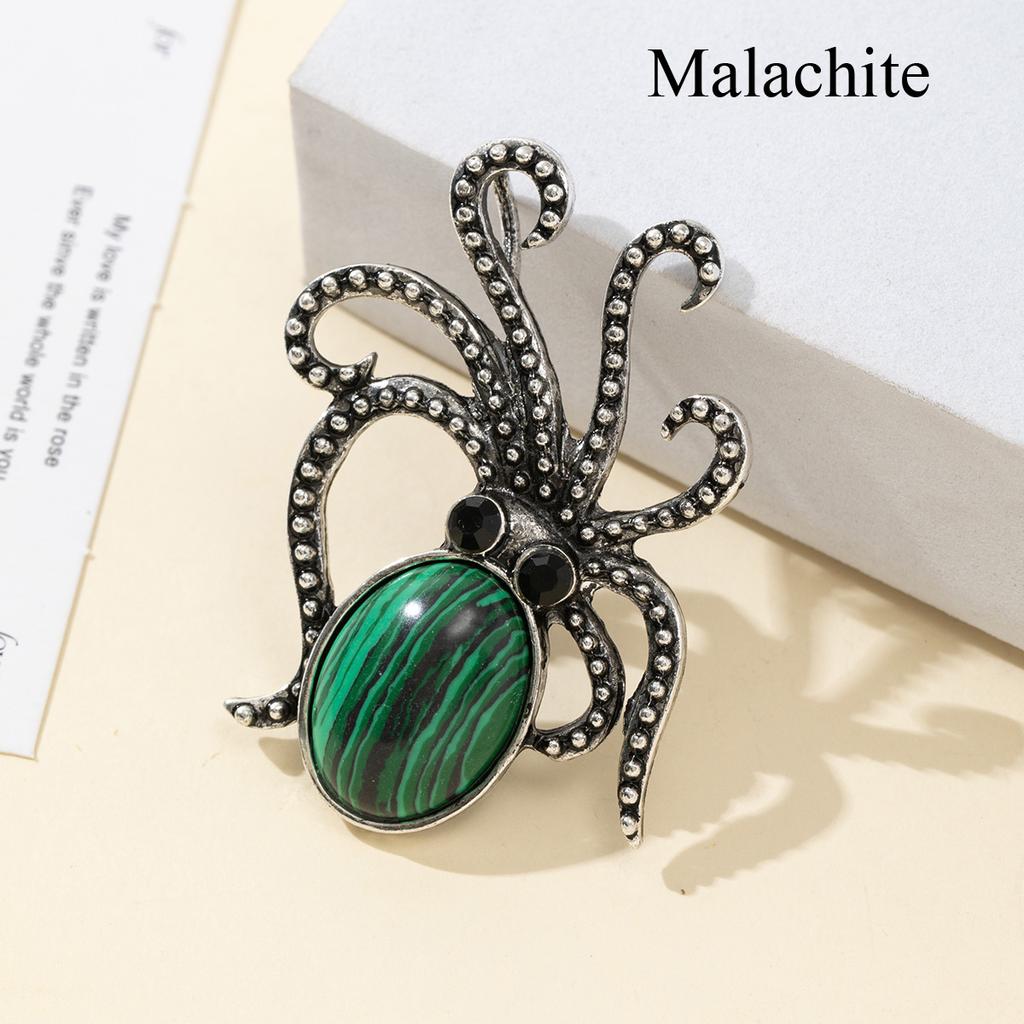 1 Τμχ Καλοκαιρινό Στυλ Ωκεανού Φυσική Πέτρα Χταπόδι Μπροσούλες, Κρύσταλλος Θεραπείας Ρέικι Αμέθυστος Αχάτης Νεφρίτης Πολύτιμος Λίθος Καρφίτσα Μπροσούλα για Unisex Κοσμήματα Δώρο Γενεθλίων