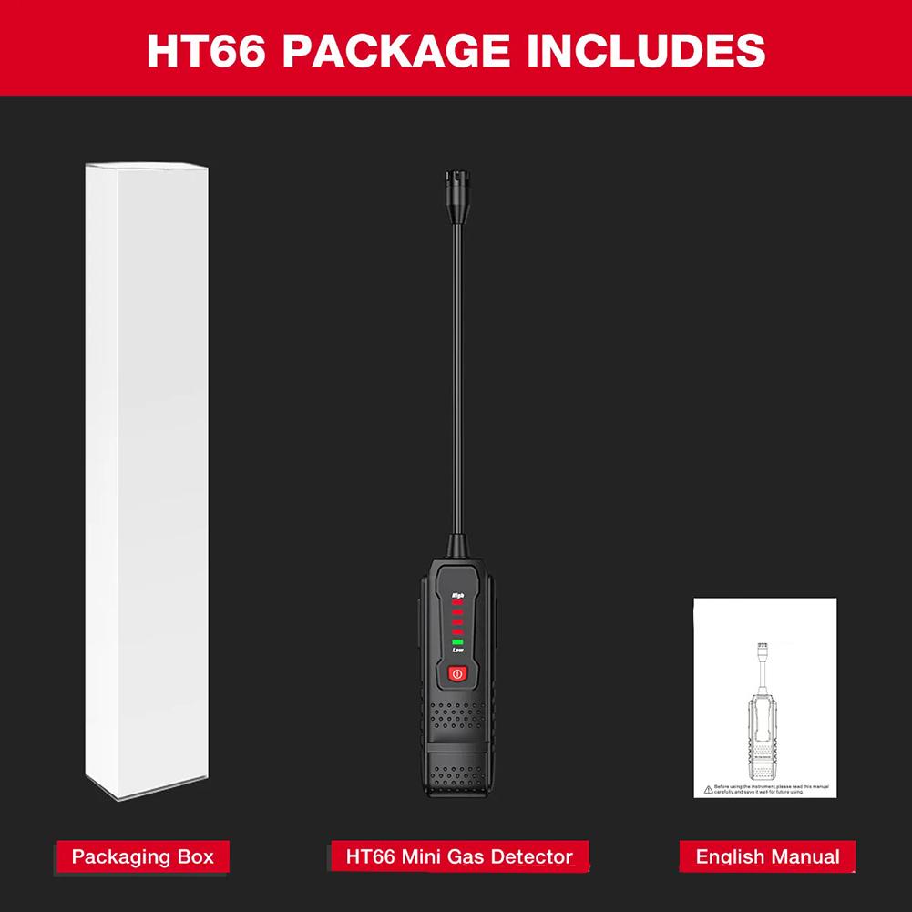 HT66 Gas Leak Detector 50-1000PPM Audible Visual Alarm Sniffer For Home RV Industrial Safety Testing Tool