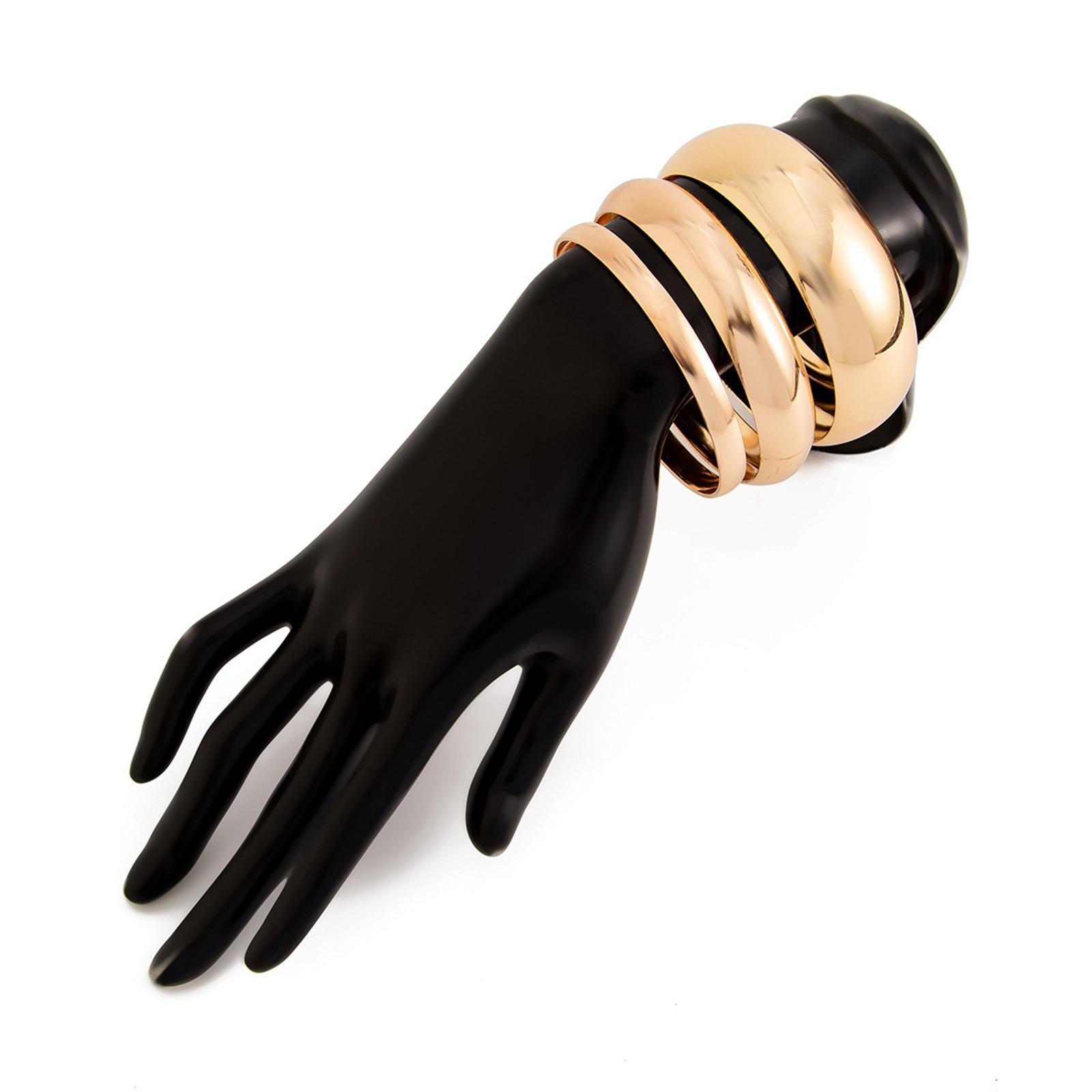 3 шт. Массивные золотые браслеты-манжеты, Трендовые широкие массивные браслеты-манжеты, Золотые штабелируемые браслеты, Ювелирные изделия для женщин one size