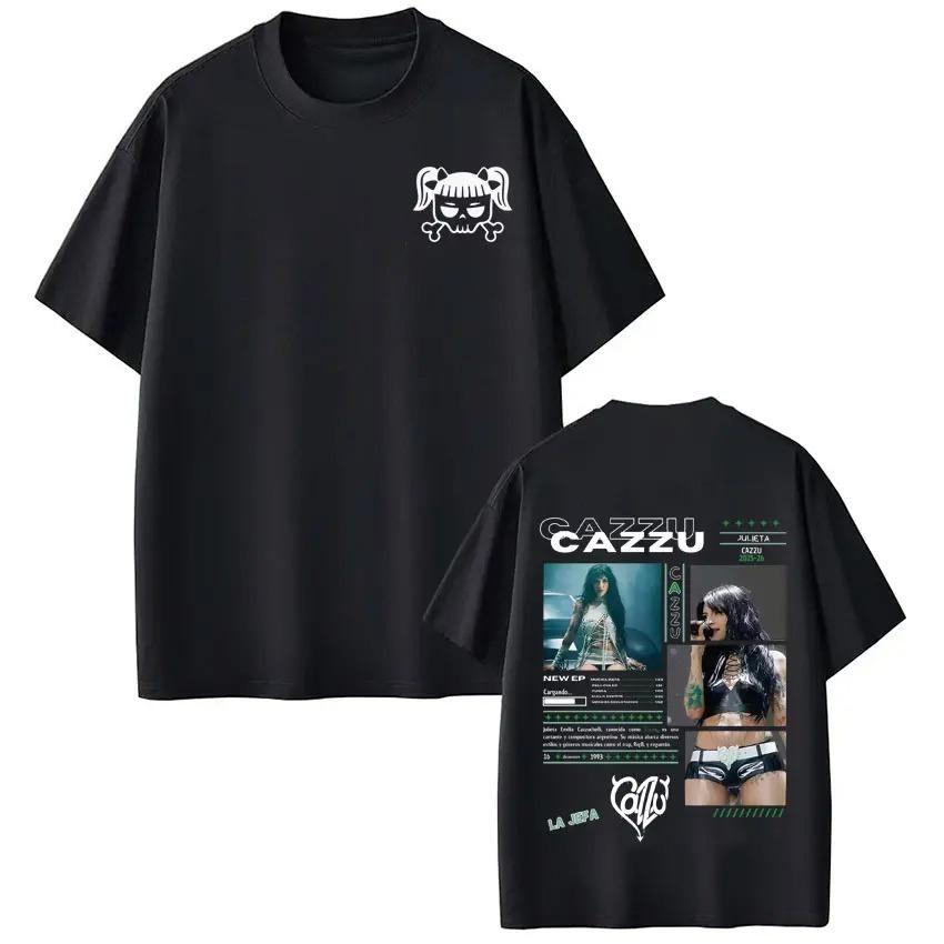 Shortsleeved Loose Cotton Aesthetic Oversized Tshirt Singer Cazzu 2026 Tour Graphic Tee Unisex Women Fashion Tshirts Fan Gifts