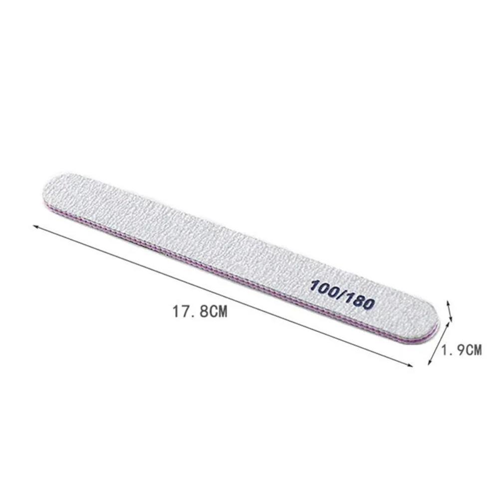 25Pcs/Lot Grey Sandpaper Nail File 100/180 Double Sided Buffer Block Polisher Pedicure Manicure Nail Art Files Nails Accesorios