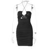2022 Summer Solid Halter Backless Dress Y2K Fashion Sleeveless Hollow Mini Dress Women Sexy Club Party Dresses Bodycon Clothes