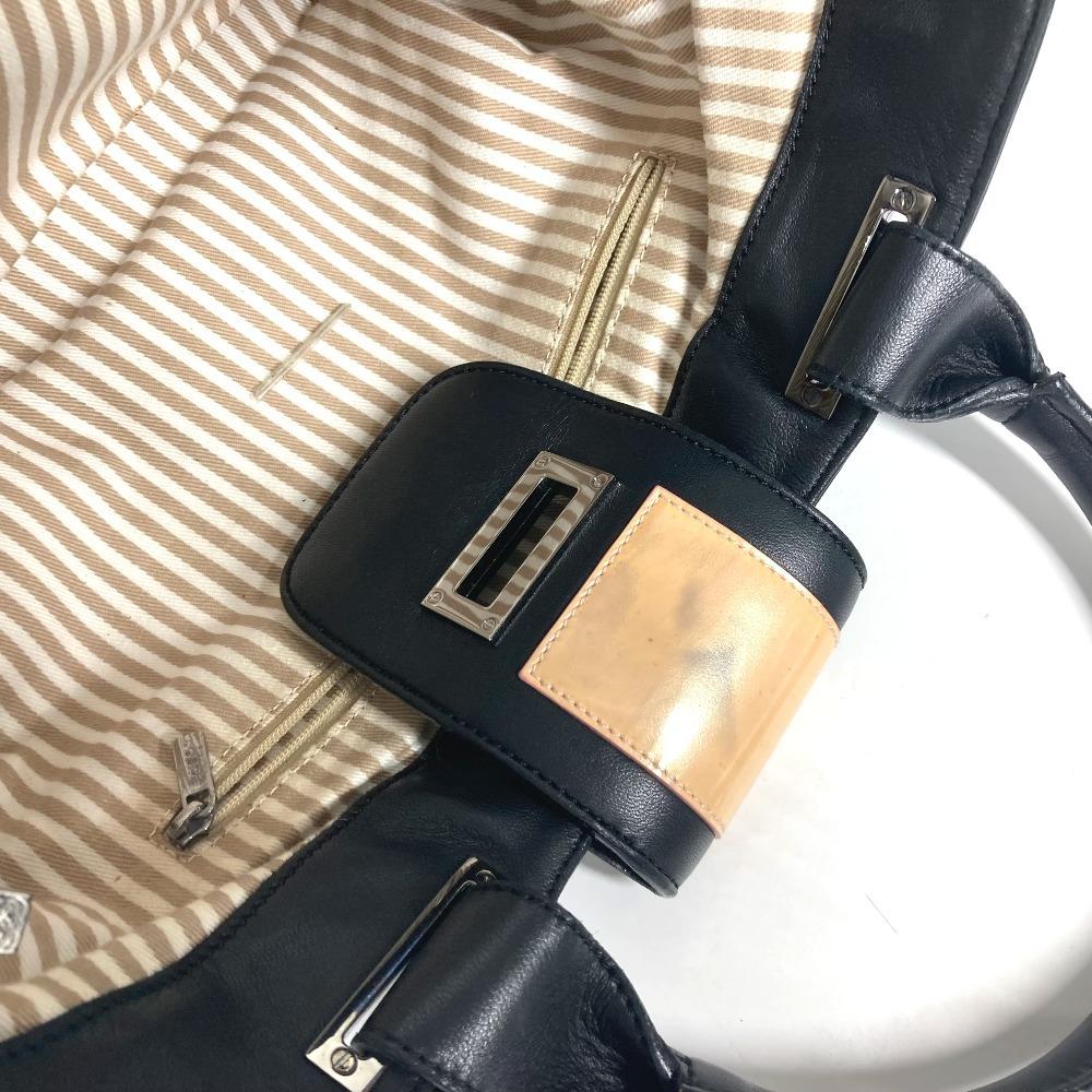 LOEWE Logo Anag Lamb Hand Bag Shoulder Bag Tote Bag Leather Black/White