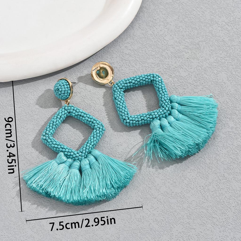 Hip Hop Fashion Earrings Women's Versatile Bead Stud Earrings Premium Sense Fringed Earrings