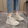 Women's Trendy Platform Sneakers, Lace Up & Side Zipper High Top Skate Shoes, Comfortable Heightening Sports Shoes Plus Size