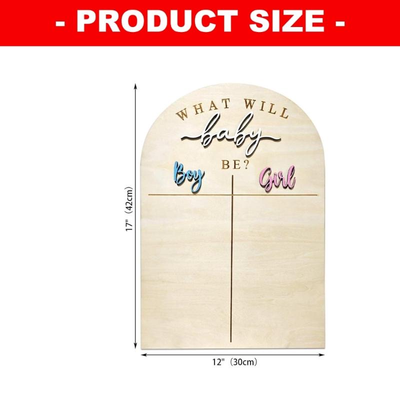 Gender Reveal Game Kits,Gender Reveal Voting Poster Board with Voting Sticker Wooden Baby Gender Reveal Decorations