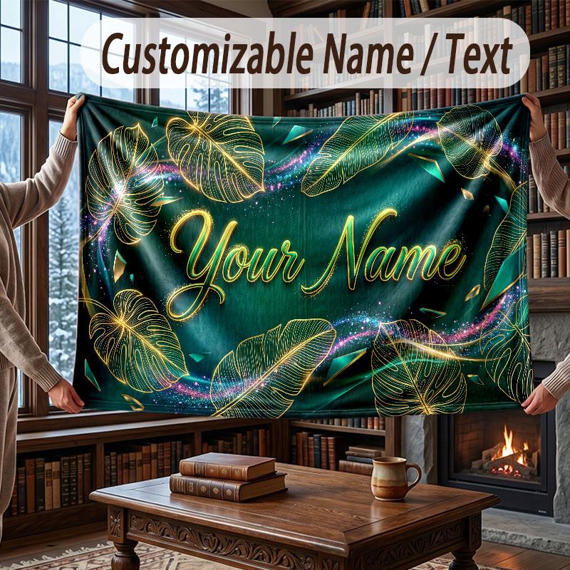 Decorative Artwork Theme Throw Blanket Custom Name Text Personalized Blanket Soft Cozy Blanket for Home Sofa Bed