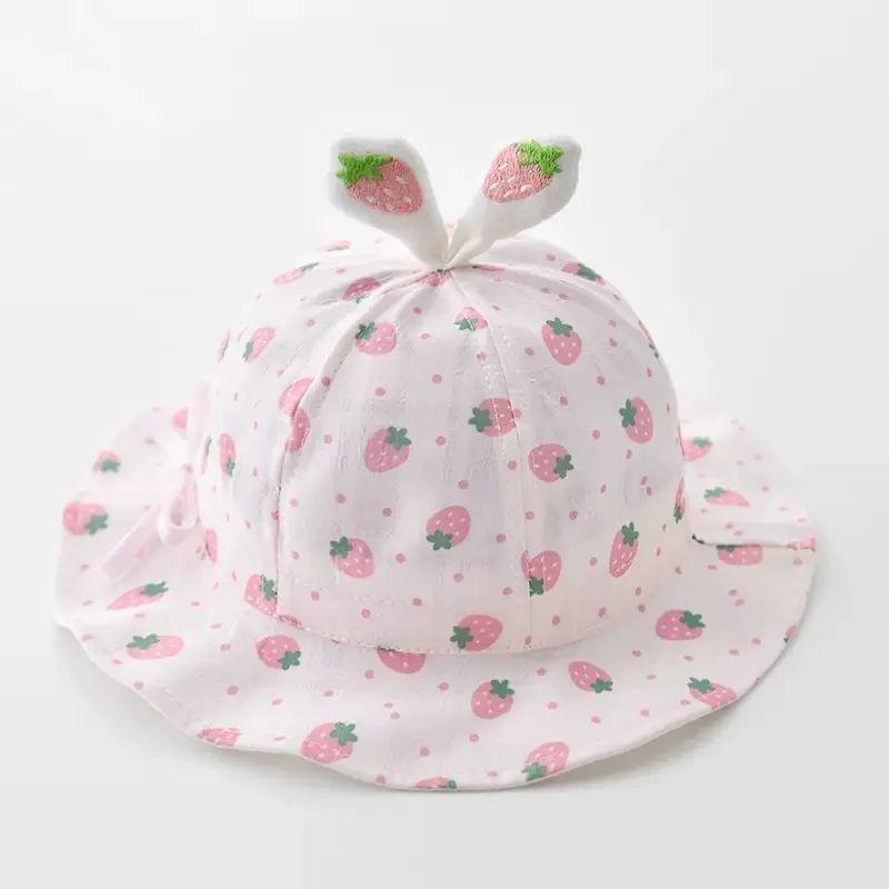 Baby Girl Thin Bucket Hat Adjustable Drawstring Spring Autumn Summer Sun Protection Cap Cute Breathable UV Shield