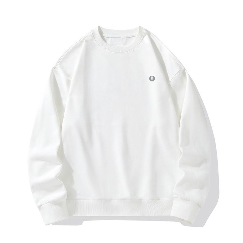 Lulu Men's Plus Velvet Round Neck Hoodie 2025 Autumn/Winter, Long Sleeve Couple Style Pullover.