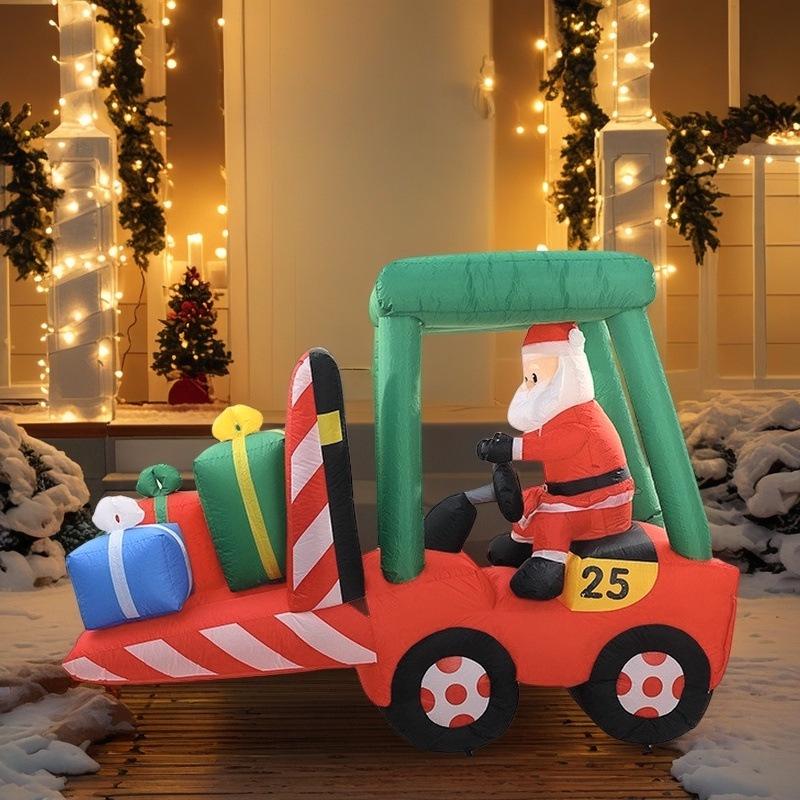 Luminous Santa Claus Forklift Inflatable Ornament AU Specification