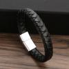Braided Rope Woven Black Leather Men Bracelets Punk Style Stainless Steel Bangle for Friend Charm Fashion Jewelry Gifts