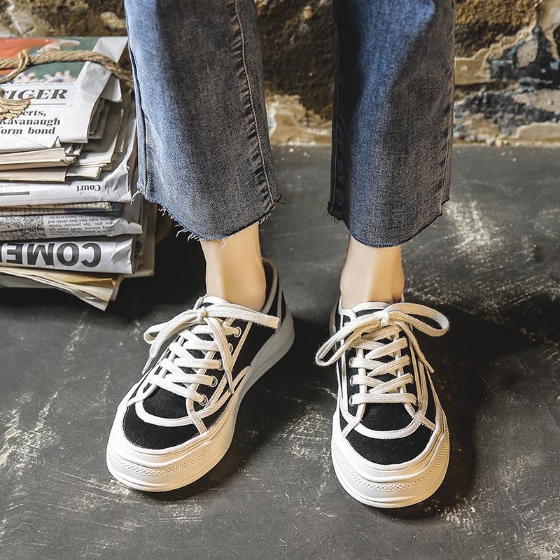 Canvas Shoes for Women 2024 Autumn Platform Casual Female Sneakers Ladies Retro Flat Lace Up Vulcanized Shoes Zapatos De Mujer