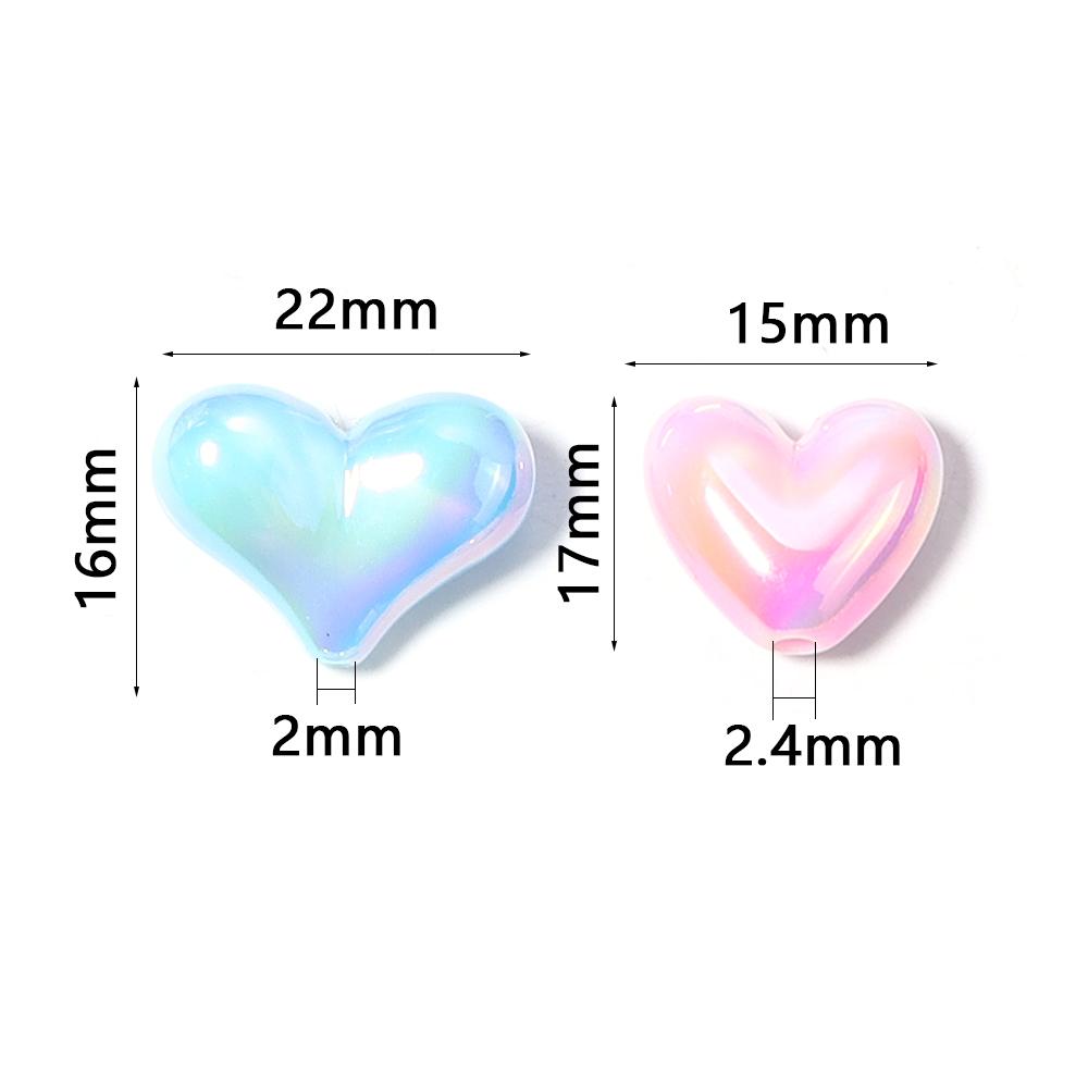 10pcs Acrylic Heart Beads Shiny Love Heart Loose Spacer Beads For Jewelry Making DIY Bracelets Necklace Earrings Phone Key Chain