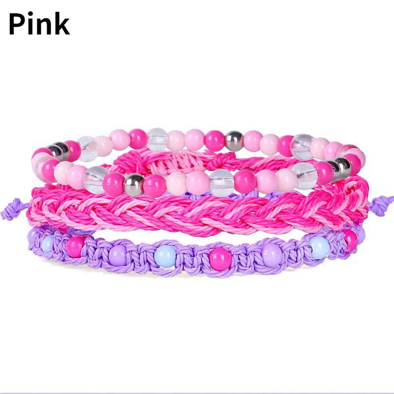 3 Stück/Set böhmische geflochtene Stretch-Freundschaftsarmbänder stapelbare perlengewebte Schnurarmbänder verstellbare Wellenseilarmbänder MYY