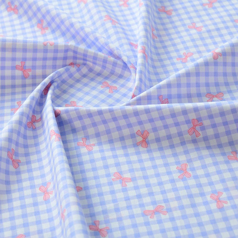 150x50cm Pure Cotton Colorful Butterfly Bow Plaid Fabric For DIY Sewing Girl's Costume Dress Making Pants Pastoral Cloth Supply