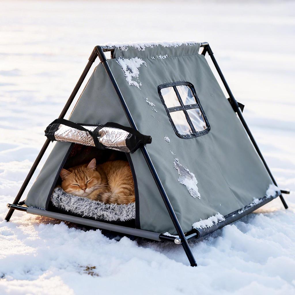 Outdoor Cat House Insulated Waterproof Triangular Outdoor Kitten Pet House For Patio Balcony Backyard Garden Park Residential
