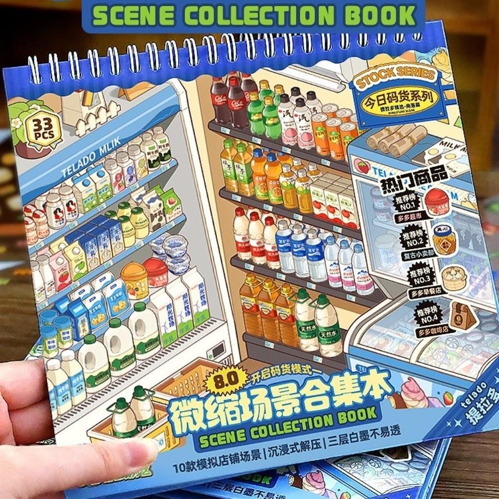 Large Size Shop Scene Sticker Cute Miniature Scene Sticker New Stacking Sticker Book  Children Toy