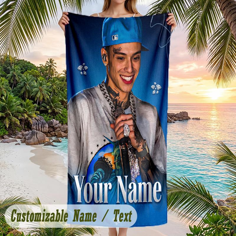Central Cee Beach Towel, Personalized Custom Name Text, Quick Dry Large Absorbent Towel For Beach Pool