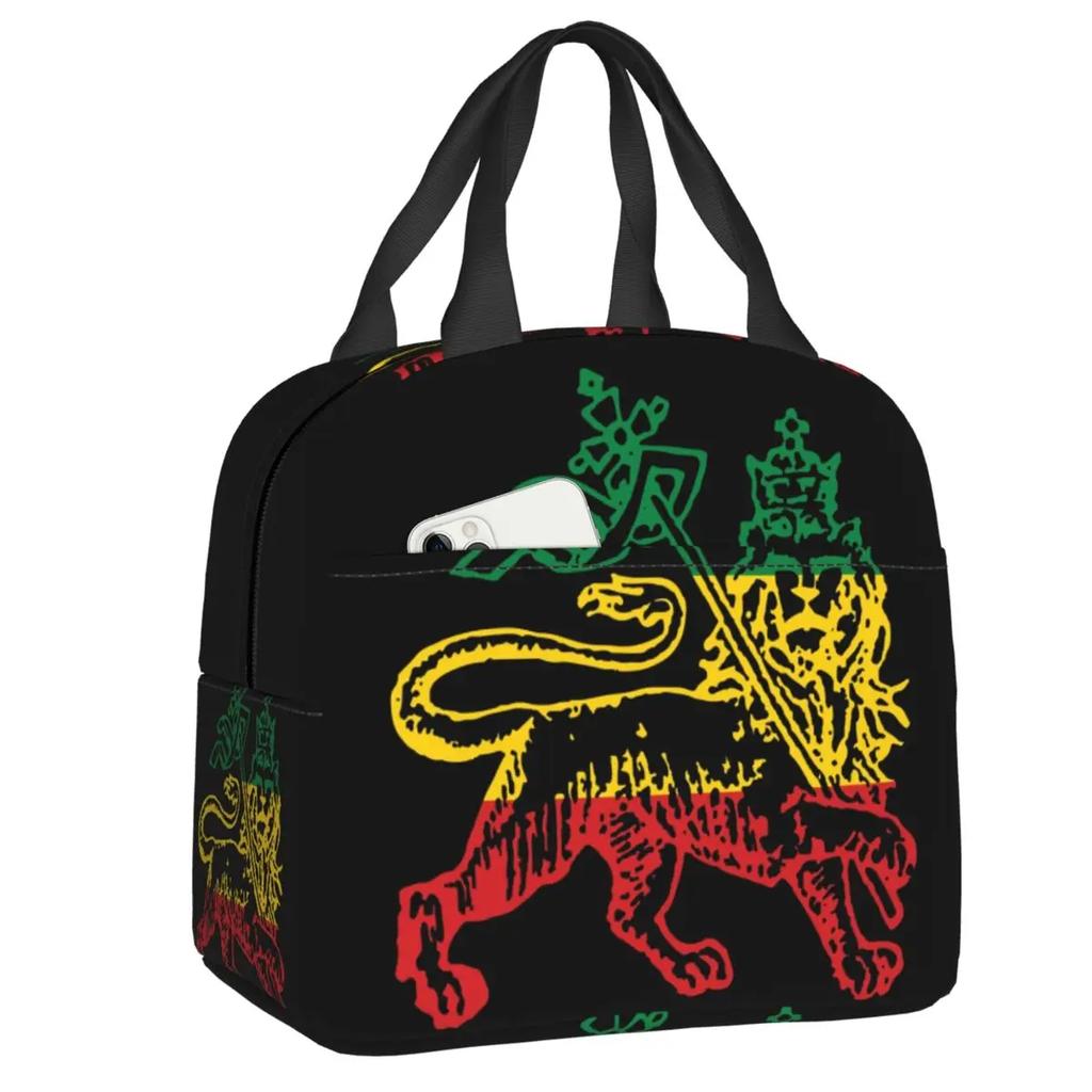 Reggae Music Lion Jamaican Flag Rasta Rastafari Thermal Insulated Lunch Bag Women Resuable Lunch Tote Travel Storage Food Box