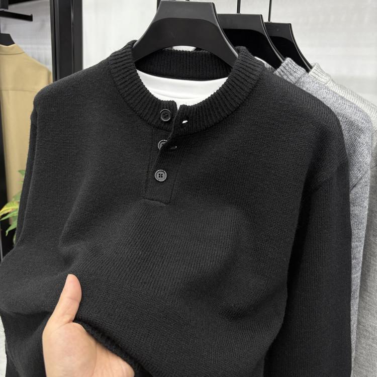 Men's High Gram Weight Solid Color Crew Neck Knit Sweater - New 2025 Casual Fashion