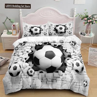 Juego de Funda Nórdica de Fútbol Estampado de Fútbol 3D Juego de Cama para Niños Adolescentes Tema Deportivo Tamaño Doble Queen King 23 piezas Cubierta de Edredón