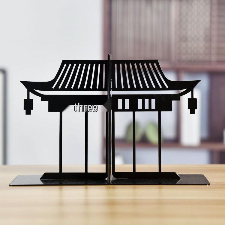 Chinese Style Metal Bookends: Creative Architectural Ornaments for Study & Office