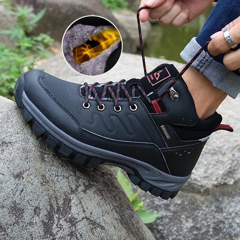 Winter Men Boots Fur Warm Snow Boots Men Winter Work Shoes Men Waterproof Ankle Boots Outdoor Men's Sneakers Footwear Zapatillas